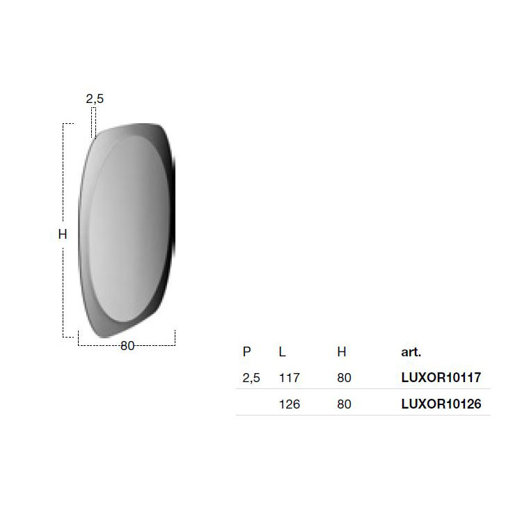 Specchio ovale con cornice colorata H. 80 cm – L. 117 cm