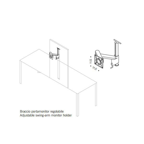 Braccio portamonitor regolabile verniciato Nero