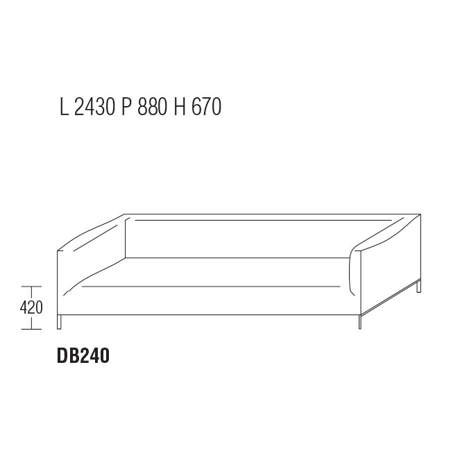 L. 243 cm – P. 88 cm – H. 67 cm