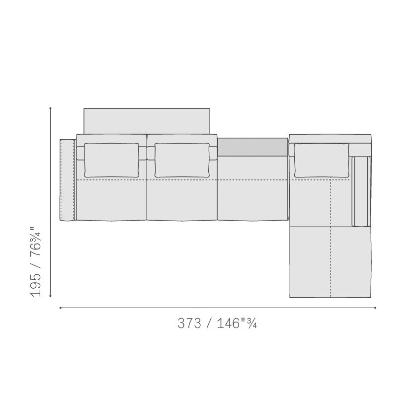 Composizione 4 – cm. 373 L. x 195 P. x 70 H.