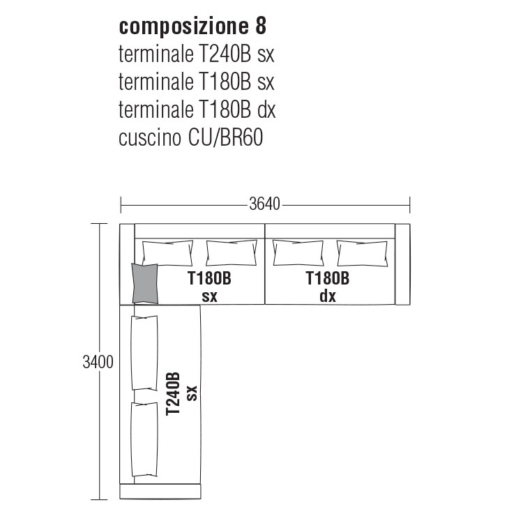 Composizione 8 cm. 364Lx340P