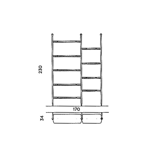 Composizione 1 – cm L. 170 x P. 34 x H. 230