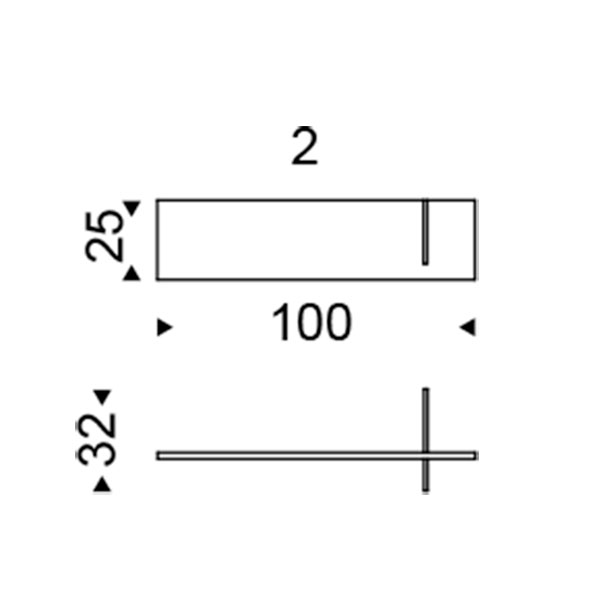 cm. 100 L. x 25 P. x 32 H.