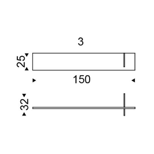 cm. 150 L. x 25 P. x 32 H.