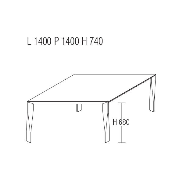 Quadrato – cm. 140 L. x 140 P. x 74 H.