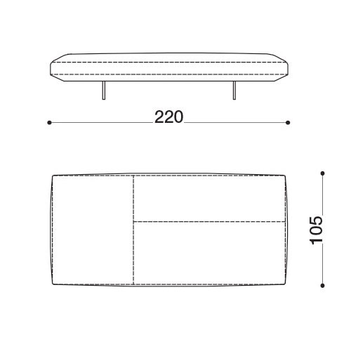 L. 220 cm – P. 105 cm – H. 43 cm