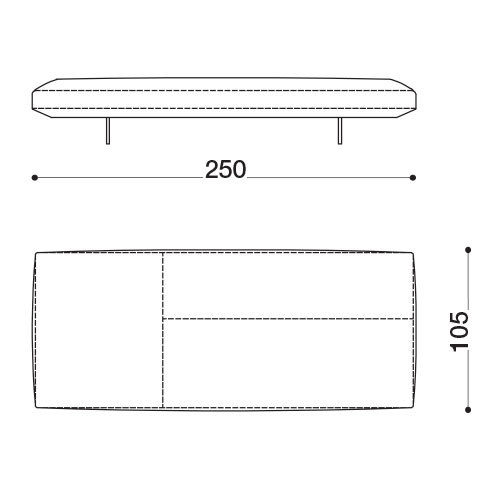 L. 250 cm – P. 105 cm – H. 43 cm