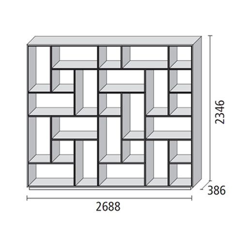 Comp19 : L.268,8 cm – P. 38,6 cm – H. 234,6 cm