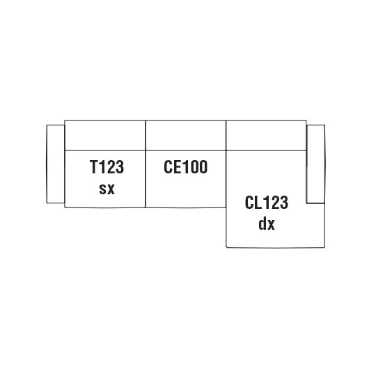 Divano con Chaise Longue cm. 341 L. x 109/160 P.