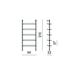 8914 – L. 99 x P. 32 x H. 215 cm – 2 montanti, 5 ripiani